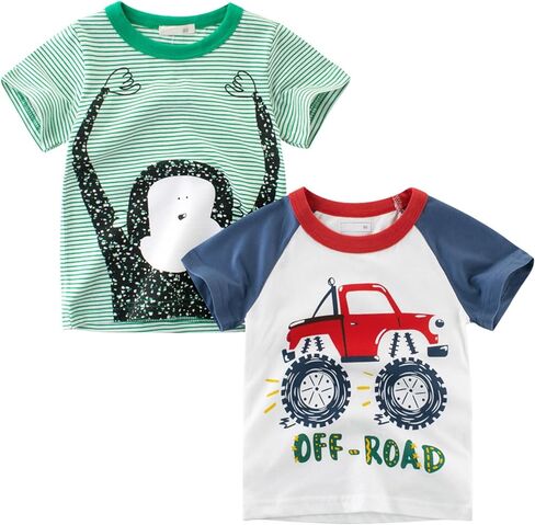 Boys' Short Sleeve T-Shirt and Short Outfit Set Size 1-7 Years Toddler Boys' Dinosaur Print Cotton Summer Outfits Sets in Saudi Arabia