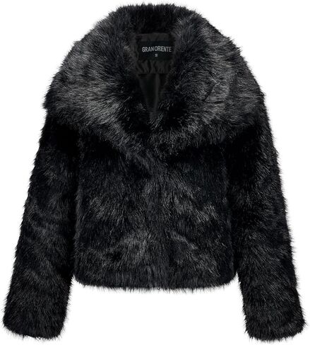 GRAN ORIENTE Womens Faux Fur Coats 2025 Winter Trendy,Winter Fuzzy Large Turndown Lapel Fluffy Cropped Jacket Outerwear in Saudi Arabia