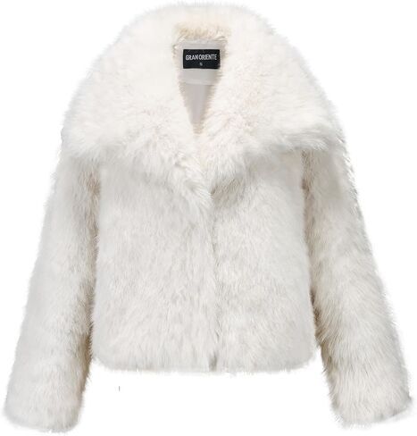 GRAN ORIENTE Womens Faux Fur Coats 2025 Winter Trendy,Winter Fuzzy Large Turndown Lapel Fluffy Cropped Jacket Outerwear in Saudi Arabia