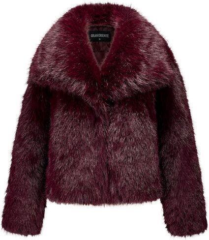 GRAN ORIENTE Womens Faux Fur Coats 2025 Winter Trendy,Winter Fuzzy Large Turndown Lapel Fluffy Cropped Jacket Outerwear in Saudi Arabia