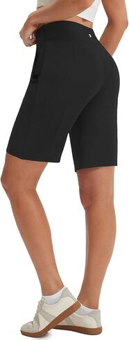 baleaf Women's Bermuda Long Shorts 9" High Waisted with Pockets Knee Length Shorts for Women Walking Athletic Running in Saudi Arabia