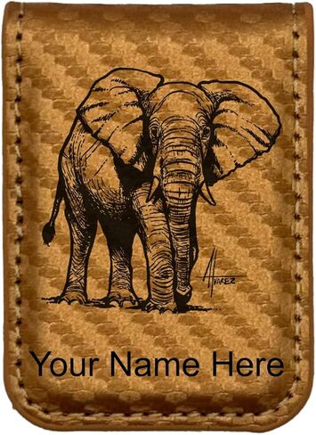 LaserGram Slim Magnetic Money Clip, African Elephant, Personalized Engraving Included (Carbon Fiber Bronze) in Saudi Arabia