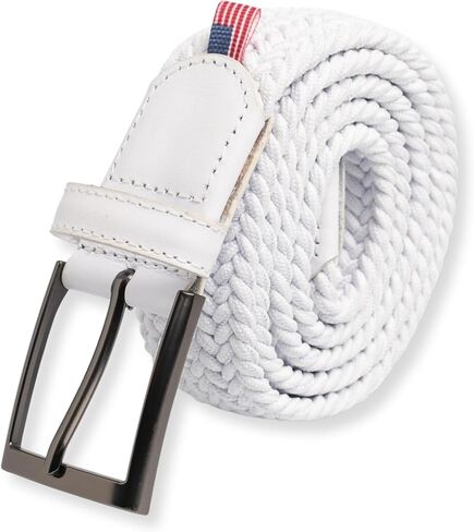 Golf Belts for Men - Classic Braided Belt for Jeans, Pants and Slacks, Gifts for Him (White) in Saudi Arabia