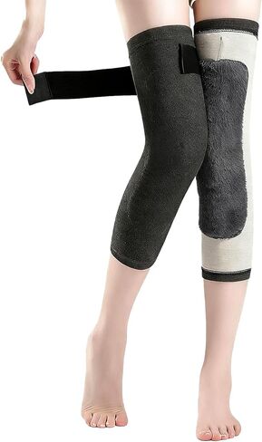 TINAYAUE Cycling Knee Warmers for Women Men Non Slip Stretchy Faux Fur Fleece Lined Cold Leg Warmers Sleeves Warm Knee Pads in Saudi Arabia