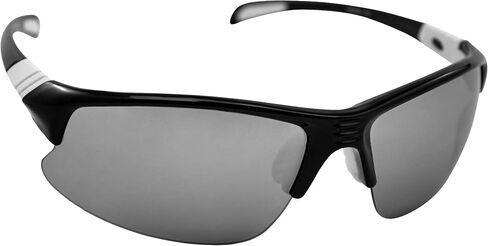 نظارات شمسية رياضية كلاسيكية من AlterImage Arrow ملفوفة للرجال أو النساء بإطار أسود شبه بدون إطار مع أطراف مطاطية بيضاء محفورة وعدسات مرآة فلاش in Kuwait