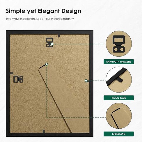 مجموعة إطارات صور PEALSN مقاس 8 × 10 مكونة من 6، إطارات صور سوداء مع زجاج شبكي عالي الدقة، إطارات صور لمعرض الحائط للتركيب على الحائط أو عرض الطاولة، حبيبات خشبية سوداء in Kuwait