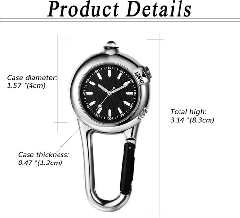 Aroncent Carabiner Fob Clip Watch: Outdoor Sport Waterproof and Shockproof Pocket Quartz Watches - Mountaineering Backpack Buckle Watch in Saudi Arabia