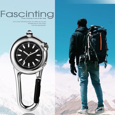 Aroncent Carabiner Fob Clip Watch: Outdoor Sport Waterproof and Shockproof Pocket Quartz Watches - Mountaineering Backpack Buckle Watch in Saudi Arabia