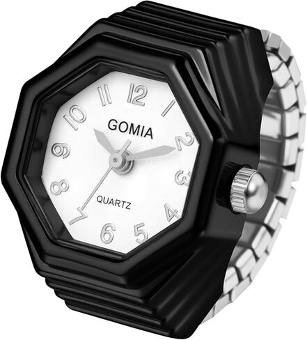 Avaner Men Women Finger Watches: Elastic Band Quartz Easy Reader Octagonal Stainless Steel Stretchy Ring Watch in Saudi Arabia