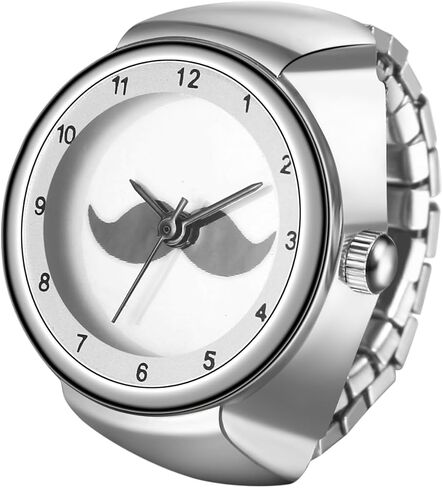 JewelryWe Quartz Casual Finger Watch: Unisex Luxury Stainless Steel Elastic Strap Ring Watch Men Women Round Analog Easy-to-Read Simple Funny Finger Watches for Valentine's Day in Saudi Arabia