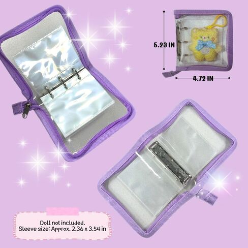 Glitter Kpop Photocard Binder with Zipper, Aesthetic Collect Book with Double-Sided Pockets, Dreamy Lavender Purple Trim Album for Photocards, Stickers, and Mini Plushies, 글리터 보라 포토카드 바인더 in Kuwait