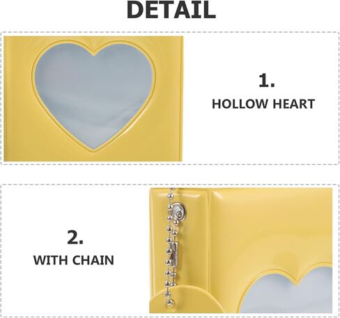 Homoyoyo 3-inch Photocard Album Portable Mini Photo Organizer with Heart Hollow Design, Yellow Cover Photo Card Storage Holder for Idol Collecting and Small Card Display in Saudi Arabia