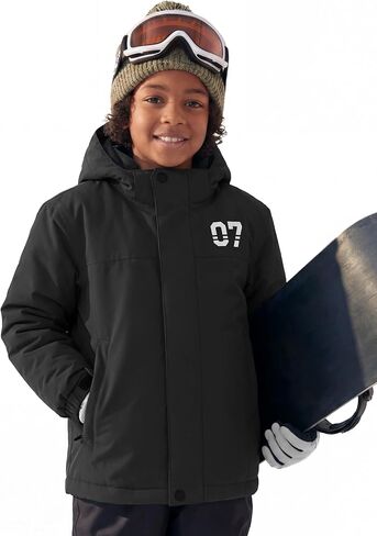 FREE SOLDIER Boy's Waterproof Warm Ski Jacket Windproof Fleece Thick Kids Winter Coat with Hood for Snowboarding Outdoor in Saudi Arabia
