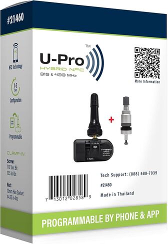نظام مراقبة ضغط الإطارات القابل للبرمجة للهواتف الذكية من مايرز - يتضمن مستشعر TPMS صمامات مزدوجة لسهولة التركيب بواسطة أصحاب الأعمال اليدوية والمحترفين (4 عبوات) in Kuwait