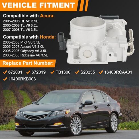 جسم خانق إلكتروني متوافق مع 2005-2008 Acura RL TL Honda Pilot Accord Odyssey Ridgeline استبدال #672001، 672019 in Kuwait