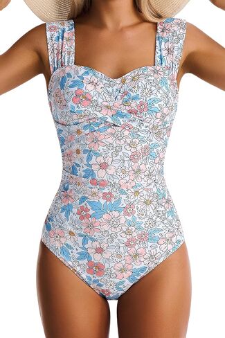 Womens One Piece Swimsuits Tummy Control Bathing Suits Modest Full Coverage Swimsuit Wide Straps Swimwear in Kuwait