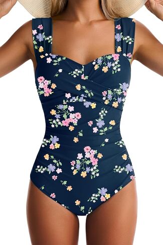 Womens One Piece Swimsuits Tummy Control Bathing Suits Modest Full Coverage Swimsuit Wide Straps Swimwear in Kuwait