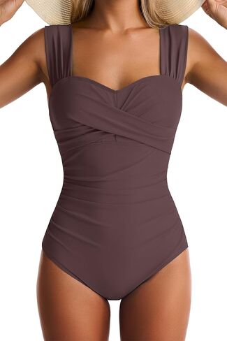 Womens One Piece Swimsuits Tummy Control Bathing Suits Modest Full Coverage Swimsuit Wide Straps Swimwear in Kuwait