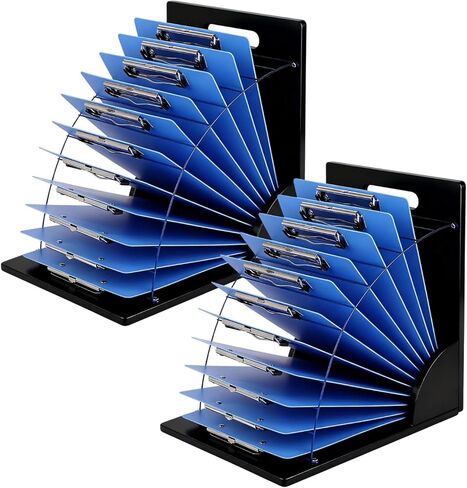 2 Pcs Clipboard Holder, Wood and Metal Clipboard Holder Storage, Multi-Tier Document Storage System for Office and Classroom Assembly Required in Saudi Arabia