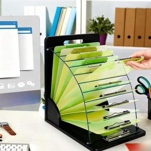 2 Pcs Clipboard Holder, Wood and Metal Clipboard Holder Storage, Multi-Tier Document Storage System for Office and Classroom Assembly Required in Saudi Arabia