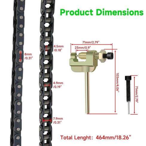 سلسلة T8F 116 وصلة متوافقة مع SYX Moto SSR X-pro MotoTec X-treme Apollo 50cc Dirt Bike 47cc 49cc 2 السكتة الدماغية جيب Pit Bike Mini Chopper Scooter ATV Quad 4 أجزاء عجلات مع قواطع سلسلة in Kuwait