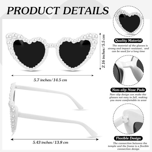 Flutesan 12 Pcs Personalized Heart Pearl Sunglasses Bulk Bride Sunglasses with 4 Paint Pens for DIY Bachelorette Wedding Party Favors in Saudi Arabia