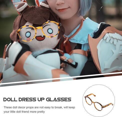 Toyvian 2pcs Doll Glasses Dolls Clear Glasses for Makeup Pet Theme Party Costume Mini Eye Mini Dress up Plastic Decorative Eye Props Frameless Set in Saudi Arabia