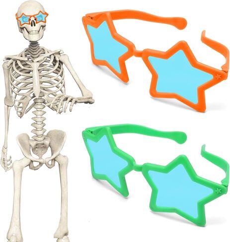 2 Pcs 12 ft Skeleton Accessories Jumbo Glasses Funny Sunglasses for 12 ft Skeleton Costume Outfits Glasses(Stars) in Saudi Arabia