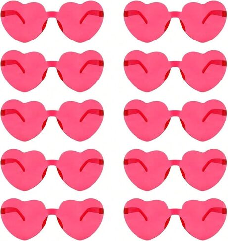 Heart Sunglasses for Women, Heart Glasses Valentine Day Rimless Shaped Candy Color Fun Glasses Party Favor in Saudi Arabia