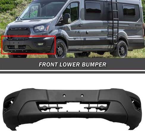 Bewild Front Bumper Fit For 2020 2021 2022 2023 Ford Transit 150 250 350/350HD Bumper Cover. New, Primed and Ready for Paint. W/Fog Light Holes. W/Park Sensor Holes.LK4Z17757DA in Saudi Arabia