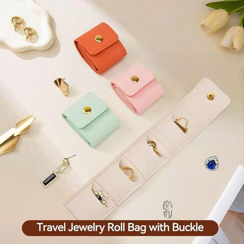 4 Pack Mini Travel Jewelry Organizer,Mini Travel Jewelry Bag Foldable Multi Functional Travel Jewelrys Pouch with Buckle Small Jewelry Travel Case for Earrings, Rings, Chain Bracelets,Necklaces (4) in Saudi Arabia