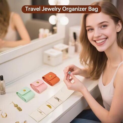 4 Pack Mini Travel Jewelry Organizer,Mini Travel Jewelry Bag Foldable Multi Functional Travel Jewelrys Pouch with Buckle Small Jewelry Travel Case for Earrings, Rings, Chain Bracelets,Necklaces (4) in Saudi Arabia