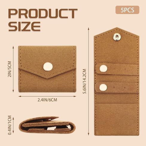 5 Pack Mini Travel Jewelry Case Pouch, Small Velvet Bag Traveling Jewelry Roll Storage Organizer with Snap Button for Women Ring Earring Ear Stud Necklace Gift Bags in Saudi Arabia