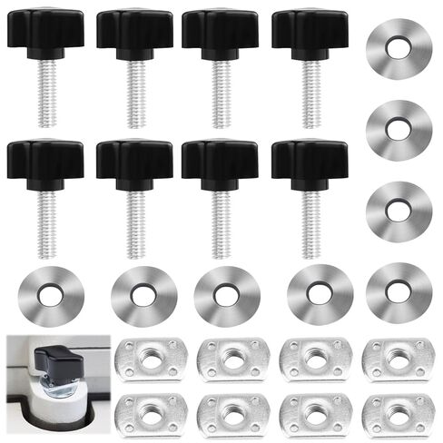 Universal Hard Top Screws, 8 PCS Hardtop Quick Release Fastener Set, Thumb Screw Kit with Thumb Screws, Washers and Nut Plates Compatible with Jeep Wrangler YJ JK JKU JL JLU (Black) in Saudi Arabia