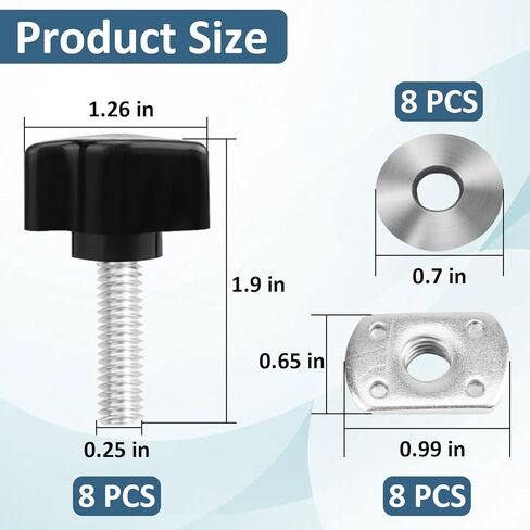 Universal Hard Top Screws, 8 PCS Hardtop Quick Release Fastener Set, Thumb Screw Kit with Thumb Screws, Washers and Nut Plates Compatible with Jeep Wrangler YJ JK JKU JL JLU (Black) in Saudi Arabia