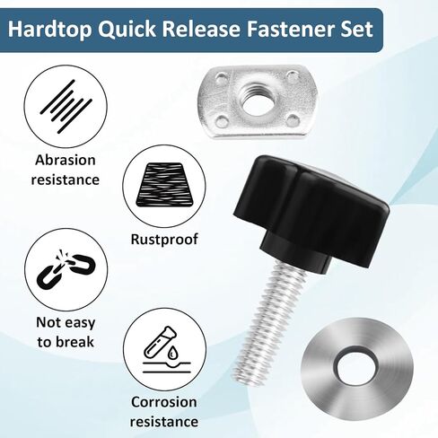 Universal Hard Top Screws, 8 PCS Hardtop Quick Release Fastener Set, Thumb Screw Kit with Thumb Screws, Washers and Nut Plates Compatible with Jeep Wrangler YJ JK JKU JL JLU (Black) in Saudi Arabia