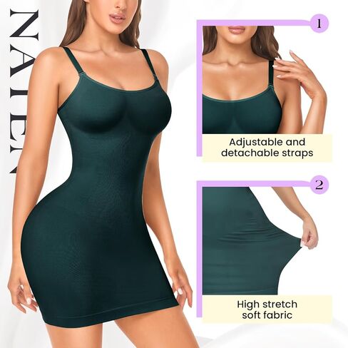 NaTen Women Dress Slips Body Shaper Full Slip Shapewear Tummy Control Under Dresses Seamless Spaghetti Strap in Saudi Arabia