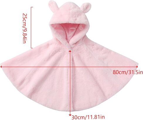 Girls Bunny Ear Hooded Coat, Faux Fur Bat Sleeve Winter Cloak Cape for Wedding Christmas Flower Girl Party Kids 3-8 Years in Saudi Arabia