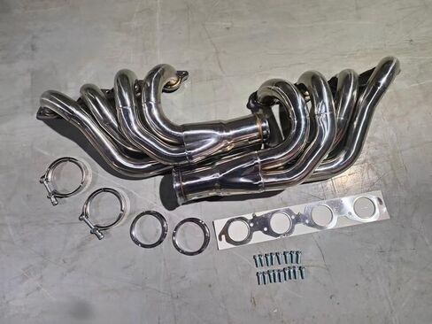 زوج من رؤوس بي بي سي توربو من الفولاذ المقاوم للصدأ مقاس 2.25 بوصة منفذ نطاق V أساسي 3.5 بوصة للأمام متجهًا للأعلى والأمام، تصميم مضغوط لسيارة Big Block Chevy 396 427 454 502 572 in Kuwait