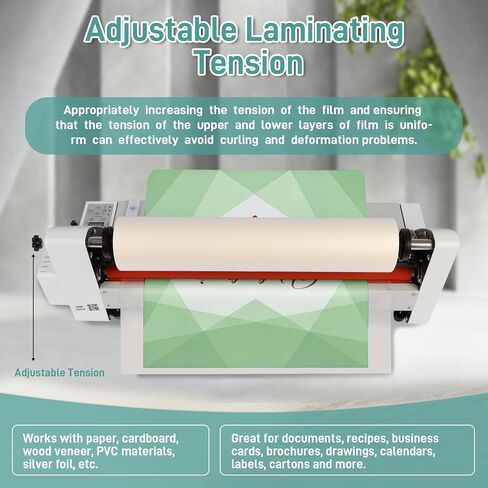 ماكينة تغليف لفة ساخنة باردة مقاس 18 بوصة مع بكرتين من فيلم التصفيح الحراري (1 بوصة أساسية، 0.8 مل، 17.3 بوصة عرض × 656 قدم طول)، آلة تغليف V480، ماكينة تغليف حرارية أحادية ومزدوجة الجوانب، شاشة رقمية، 110 فولت in Kuwait