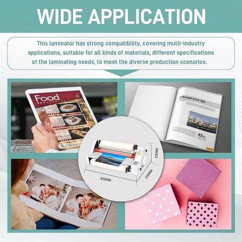 ماكينة تغليف لفة ساخنة باردة مقاس 18 بوصة مع بكرتين من فيلم التصفيح الحراري (1 بوصة أساسية، 0.8 مل، 17.3 بوصة عرض × 656 قدم طول)، آلة تغليف V480، ماكينة تغليف حرارية أحادية ومزدوجة الجوانب، شاشة رقمية، 110 فولت in Kuwait