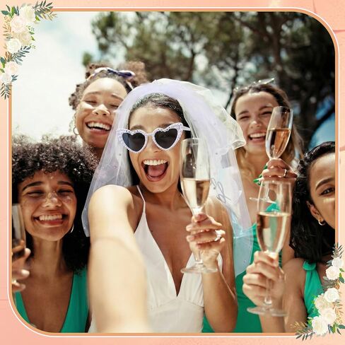 6 Pack Bachelorette Party Accessories with Heart Sunglasses Bride to Be Headband Sash and Veil White Lace Garters and Gloves for Bride Wedding Bridal Shower Bachelorette Party Favors in Saudi Arabia