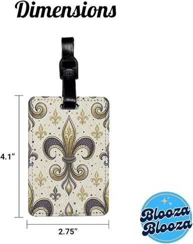 Fleur De Lis Purple Gold Background Travel Faux Leather Luggage Tag in Saudi Arabia