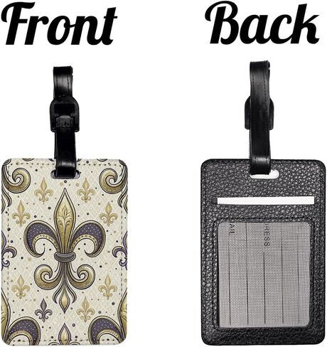 Fleur De Lis Purple Gold Background Travel Faux Leather Luggage Tag in Saudi Arabia