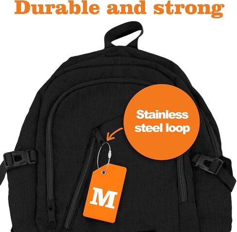 Gostwo 8 Pack Luggage Tags for Suitcases, 26 Initial Letter Travel Luggage Baggage Identification Labels ID Tags Fully Bendable Tags with Stainless Steel Loop (Letter M, Colorful) in Kuwait