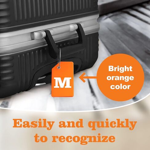 Gostwo 8 Pack Luggage Tags for Suitcases, 26 Initial Letter Travel Luggage Baggage Identification Labels ID Tags Fully Bendable Tags with Stainless Steel Loop (Letter M, Colorful) in Kuwait