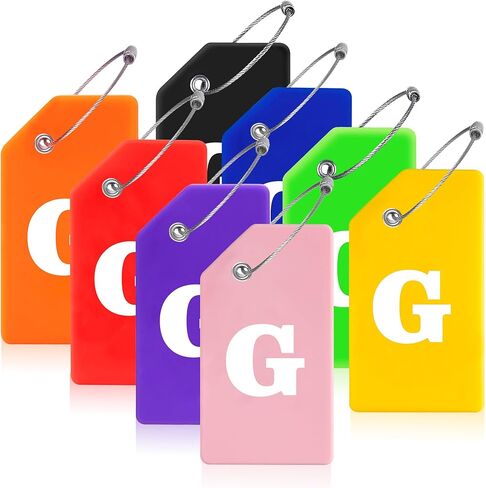 Gostwo 8 Pack Luggage Tags for Suitcases, 26 Initial Letter Travel Luggage Baggage Identification Labels ID Tags Fully Bendable Tags with Stainless Steel Loop (Letter M, Colorful) in Kuwait