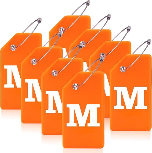 Gostwo 8 Pack Luggage Tags for Suitcases, 26 Initial Letter Travel Luggage Baggage Identification Labels ID Tags Fully Bendable Tags with Stainless Steel Loop (Letter M, Colorful) in Kuwait