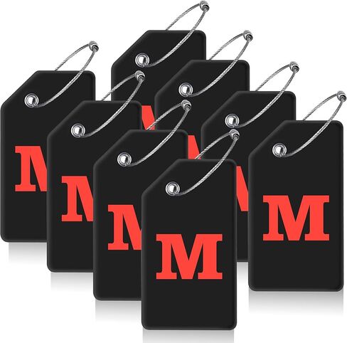 Gostwo 8 Pack Luggage Tags for Suitcases, 26 Initial Letter Travel Luggage Baggage Identification Labels ID Tags Fully Bendable Tags with Stainless Steel Loop (Letter M, Colorful) in Kuwait