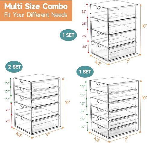 منظم تخزين درج المكياج مع 20 درجًا، 4 مجموعات من الأكريليك لتنظيم مكتب المكتب والتخزين، منظم درج مقاوم للغبار للمكياج، المكتب، سطح الطاولة، المجوهرات، القلم، سطح المكتب، الحمام، غرفة النوم in Kuwait